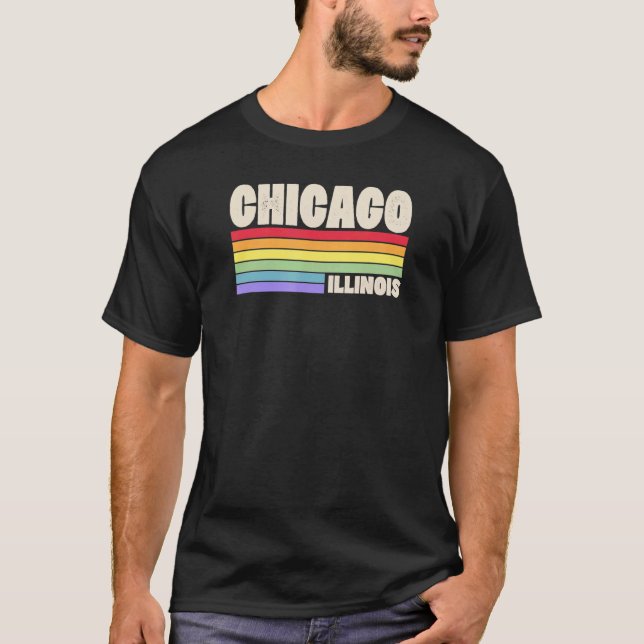 Chicago Illinois Pride Rainbow Flag Gay Pride Merc T-Shirt (Vorderseite)