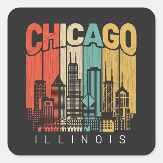 Chicago Illinois Quadratischer Aufkleber (Vorderseite)