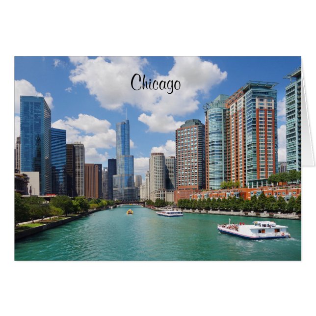 Chicago Illinois River City Skyline Travel Foto (Vorderseite (Horizontal))
