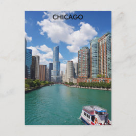 Chicago Illinois River CIty Skyline Travel Foto Postkarte
