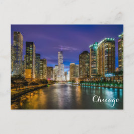 Chicago Illinois River Skyline beim Night Foto Postkarte
