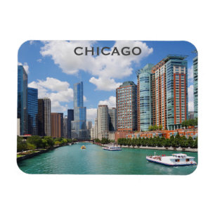 Chicago Illinois River Skyline Foto Magnet