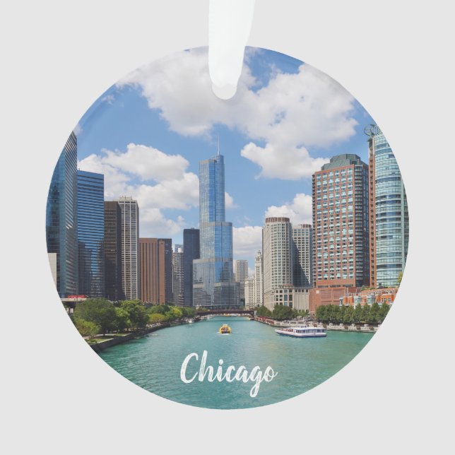Chicago Illinois River Skyline Photo Noël (devant)