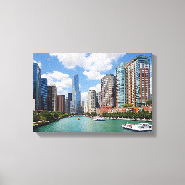 Chicago Illinois River Skyline Travel Foto Leinwanddruck (Vorderseite)