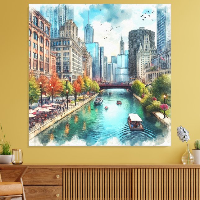 Chicago Illinois River Wall Art Leinwanddruck (Insitu (Wohnzimmer))