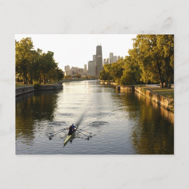 Chicago, Illinois, Rowers in Lincoln Park lagoon Postkarte (Vorderseite)