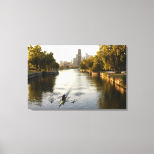 Chicago, Illinois, Ruderer im Lincoln Park Lagoon Leinwanddruck
