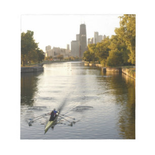 Chicago, Illinois, Ruderer im Lincoln Park Lagoon Notizblock