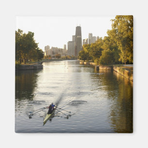 Chicago, Illinois, Ruderer in der Lagune des Linco Magnet