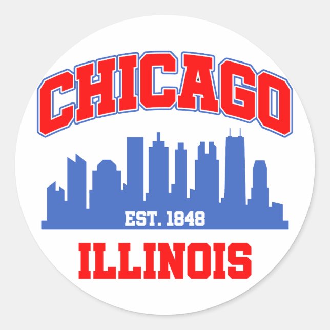 Chicago, Illinois Runder Aufkleber (Vorderseite)