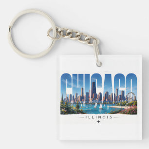 Chicago Illinois Seefront Skyline Reise Schlüsselanhänger