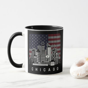 Chicago Illinois Skyline American Flag Tasse