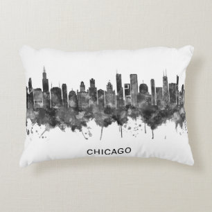 Chicago Illinois Skyline BW Dekokissen