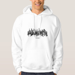 Chicago Illinois Skyline BW Hoodie