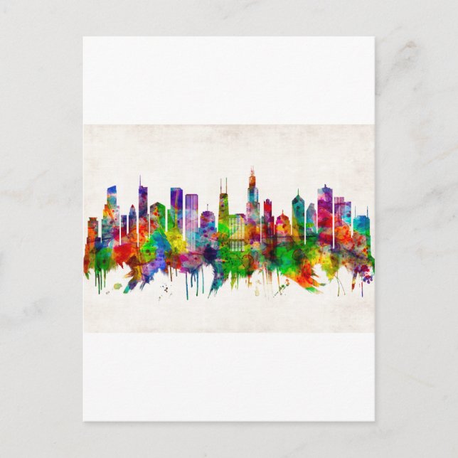 Chicago Illinois Skyline Einladungspostkarte (Vorderseite)