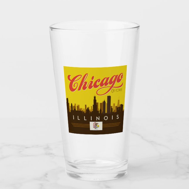 Chicago Illinois Skyline Glas (Vorderseite)