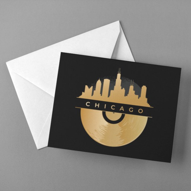 Chicago Illinois Skyline Golden Vinyl Chic Postkarte (Chicago Illinois Skyline Golden Vinyl Chic Postcard)