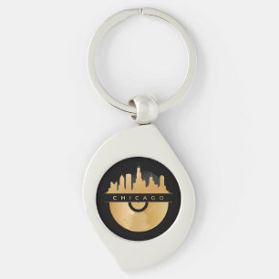 Chicago Illinois Skyline Golden Vinyl Chic Schlüsselanhänger