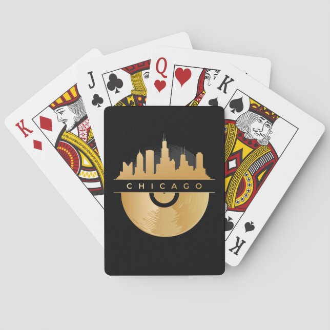 Chicago Illinois Skyline Golden Vinyl Chic Spielkarten (Rückseite)