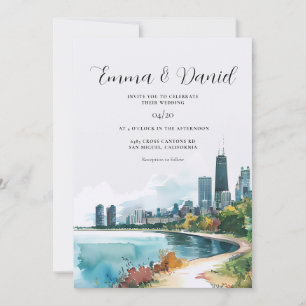 Chicago Illinois Skyline-Hochzeit Einladung
