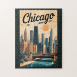Chicago Illinois Skyline Reisen Vintag<br><div class="desc">Chicago Retrovektor-Reisedesign. Chicago,  die Windy City of Illinois,  ist berühmt für seine berühmte Skyline,  die erstklassige Architektur und die lebendige Kulturszene.</div>