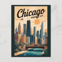 Chicago Illinois Skyline Reisen Vintag