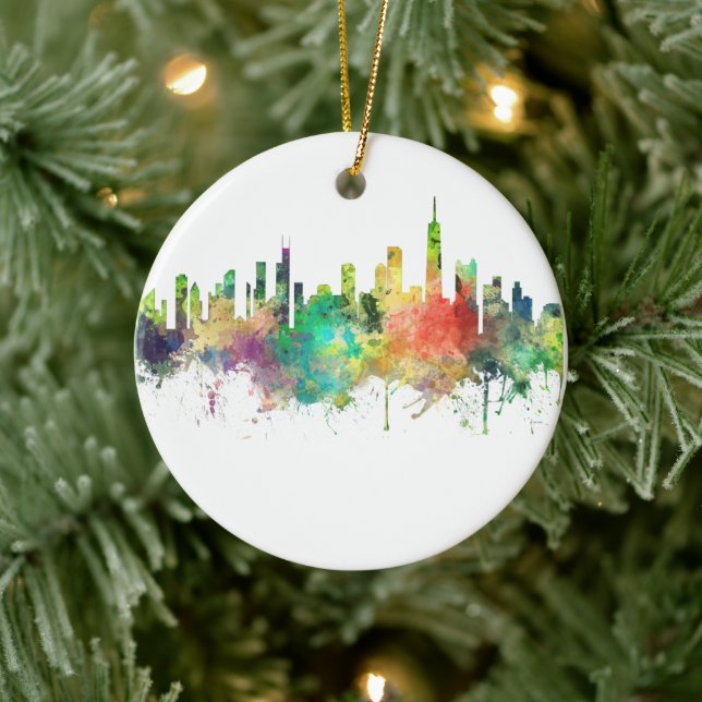 CHICAGO, ILLINOIS SKYLINE SP - KERAMIK ORNAMENT (Baum)