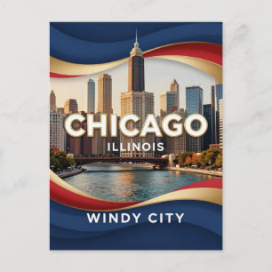Chicago Illinois Skyline Stadt Erbe Postkarte