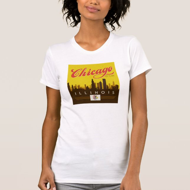 Chicago Illinois Skyline T-Shirt (Vorderseite)