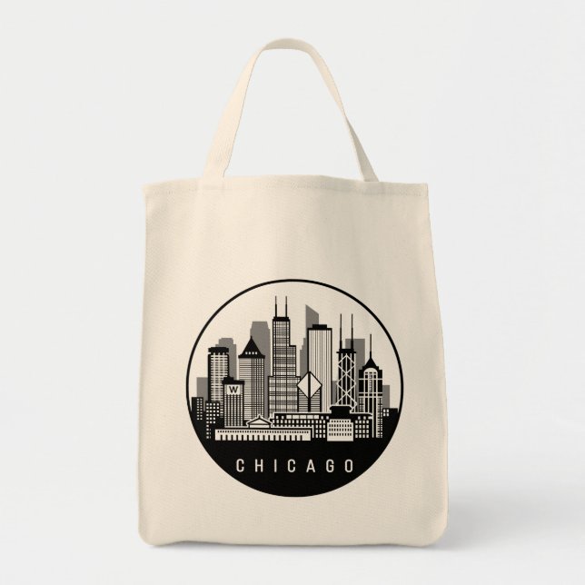 Chicago Illinois Skyline Tragetasche (Vorne)