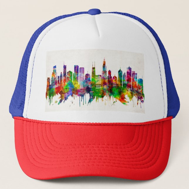 Chicago Illinois Skyline Truckerkappe (Vorderseite)