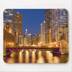 Chicago, Illinois, Skyline und Chicago River bei Mousepad