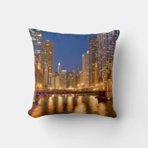 Chicago, Illinois, Skyline und Chicago River Kissen