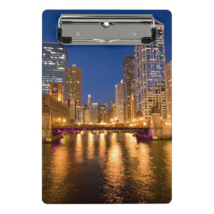 Chicago, Illinois, Skyline und Chicago River Mini Klemmbrett