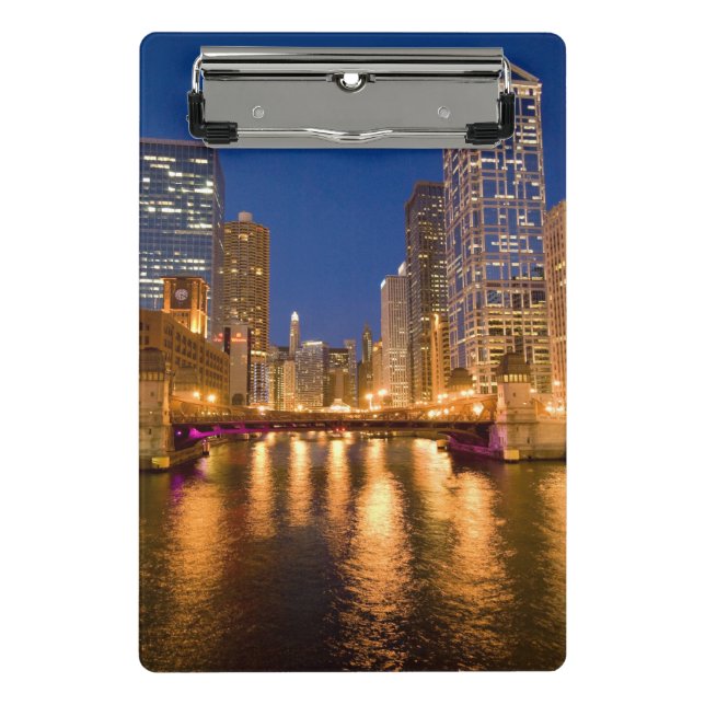 Chicago, Illinois, Skyline und Chicago River Mini Klemmbrett (Vorderseite)