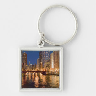 Chicago, Illinois, Skyline und Chicago River um 2 Schlüsselanhänger
