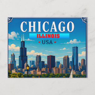 🌆 Chicago Illinois Skyline Urlaubserinnerung Postkarte