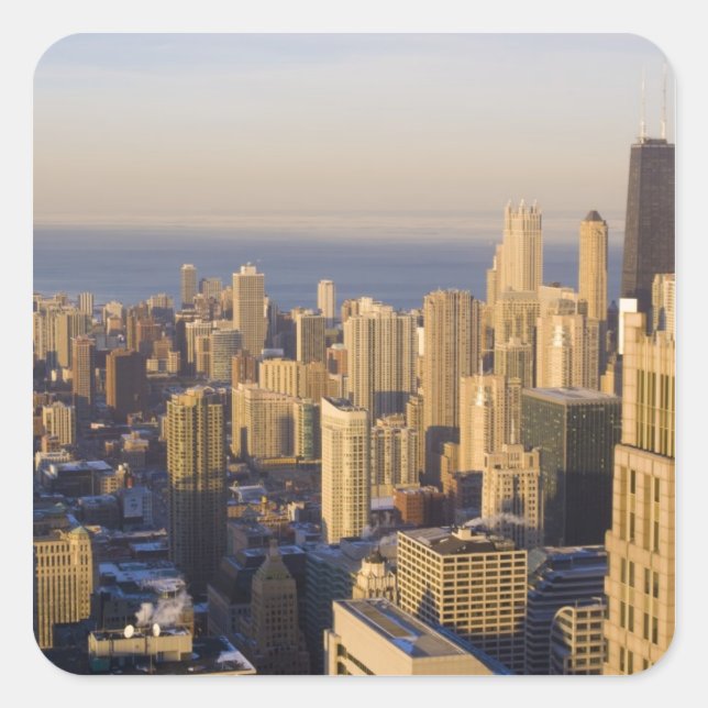 Chicago, Illinois, Skyline vom Sears Tower Quadratischer Aufkleber (Vorderseite)