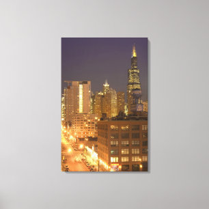 Chicago, Illinois, Skyline von West Loop aus bei Leinwanddruck