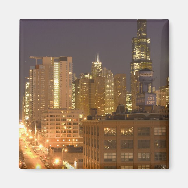 Chicago, Illinois, Skyline von West Loop aus bei Magnet (Vorne)