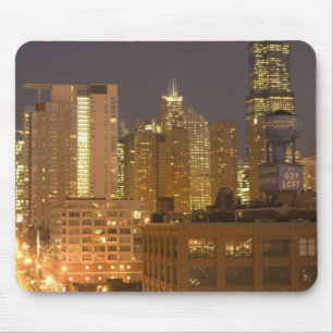 Chicago, Illinois, Skyline von West Loop aus bei Mousepad