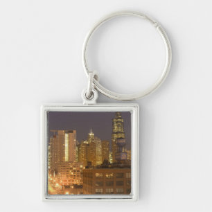 Chicago, Illinois, Skyline von West Loop aus bei Schlüsselanhänger