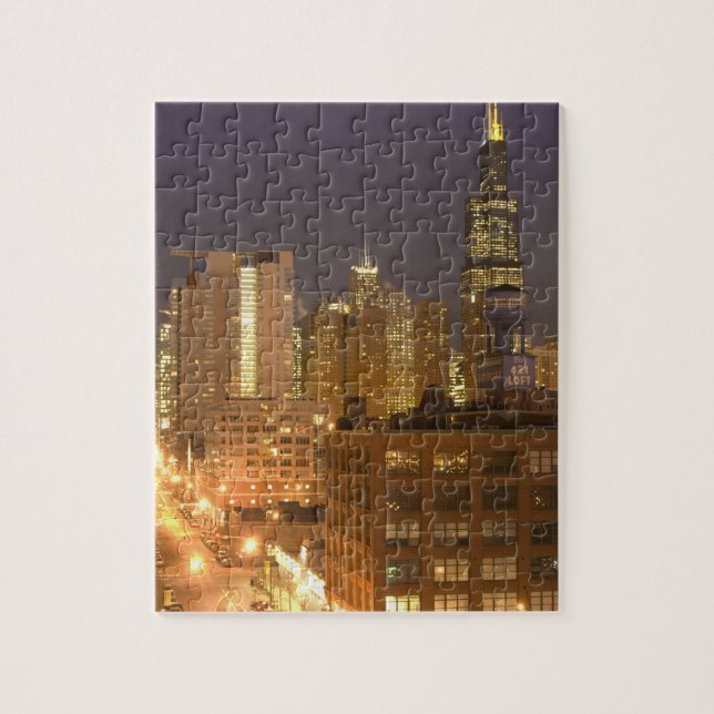 Chicago, Illinois, Skyline von West Loop bei (Vertikal)