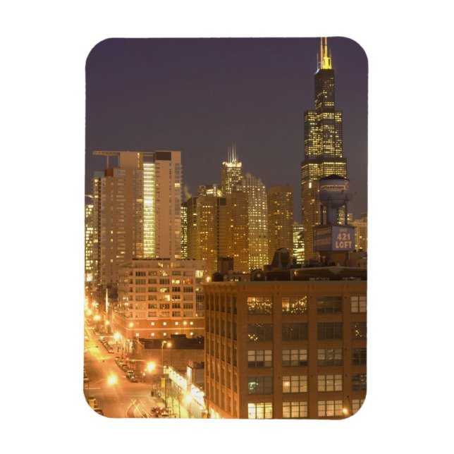 Chicago, Illinois, Skyline von West Loop bei Magnet (Vertikal)