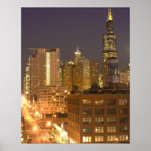 Chicago, Illinois, Skyline von West Loop bei Poster