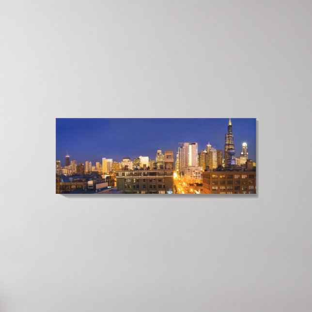 Chicago, Illinois, Skyline von West Loop erschosse Leinwanddruck (Vorderseite)