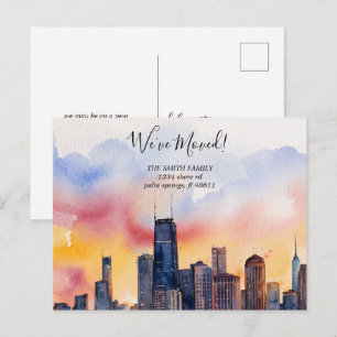 Chicago Illinois Skyline Wir sind umgezogen Ankünd Postkarte