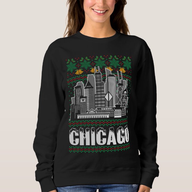 Chicago Illinois Ugly Christmas Sweatshirt (Vorderseite)