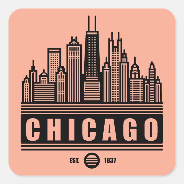 Chicago Illinois United Staaten Quadratischer Aufkleber (Vorderseite)