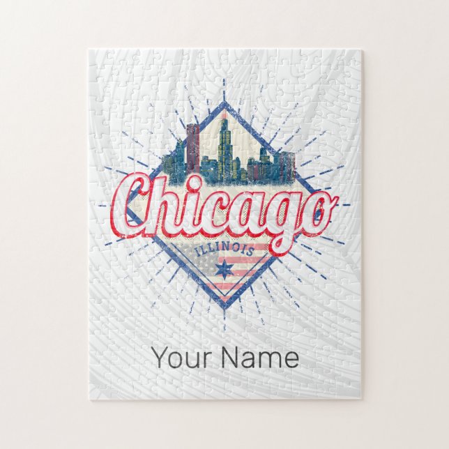 Chicago Illinois United Staaten Retro Skyline USA (Vertikal)